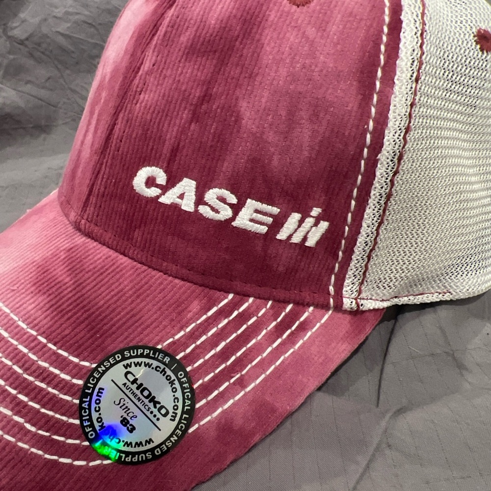 NEW Case IH Women's Tie Dye Burgundy & White Hat corduroy w/ embroidered logo
